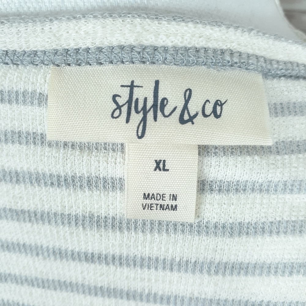 Style & Co Top XL Longsleeved Striped Gray 390 - Picture 4 of 6